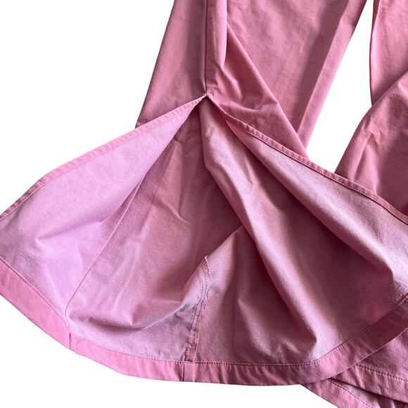 SHEIN Pink Wide Leg Pants Women M Elastic Waist Crop Ankle Slit - Picture 6 of 9